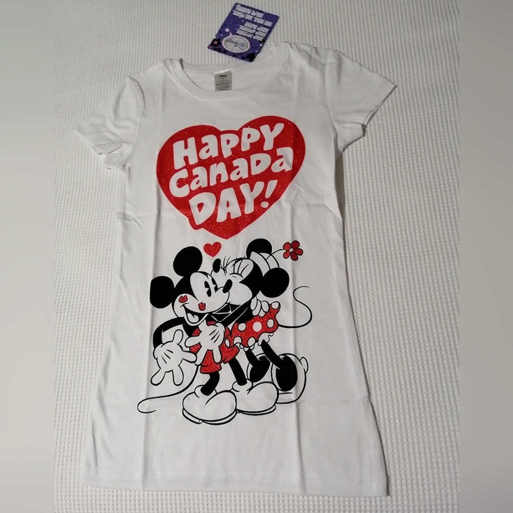 🔥SALE🔥Disney Minnie & Mickey Mouse Girl's Canada Day T-shirt NWT Sz 7-8, 10-12